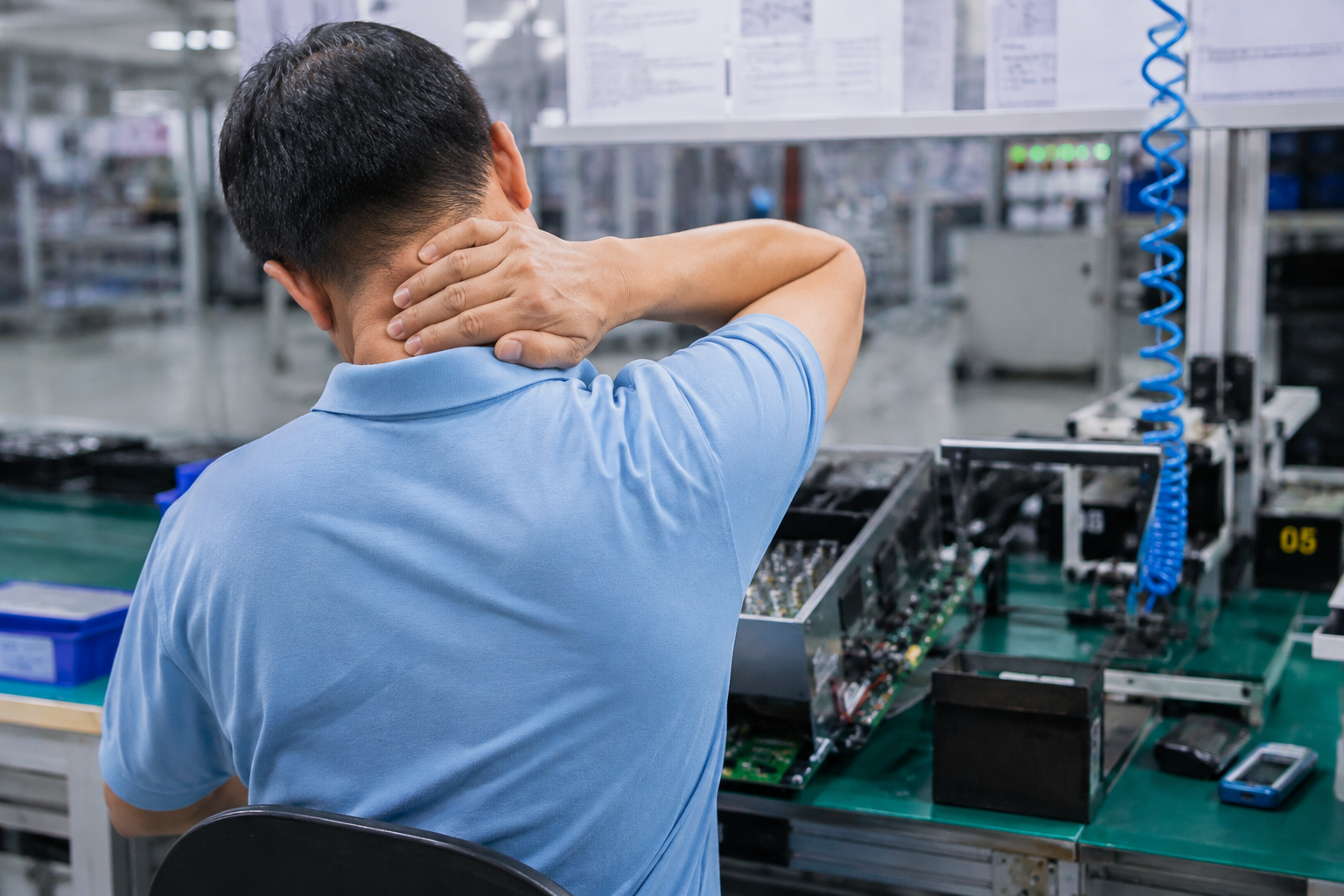 Phòng ngừa đau cổ vai gáy, thoái hóa sớm cho công nhân may, điện tử và nhân viên văn phòng - Ảnh 1.