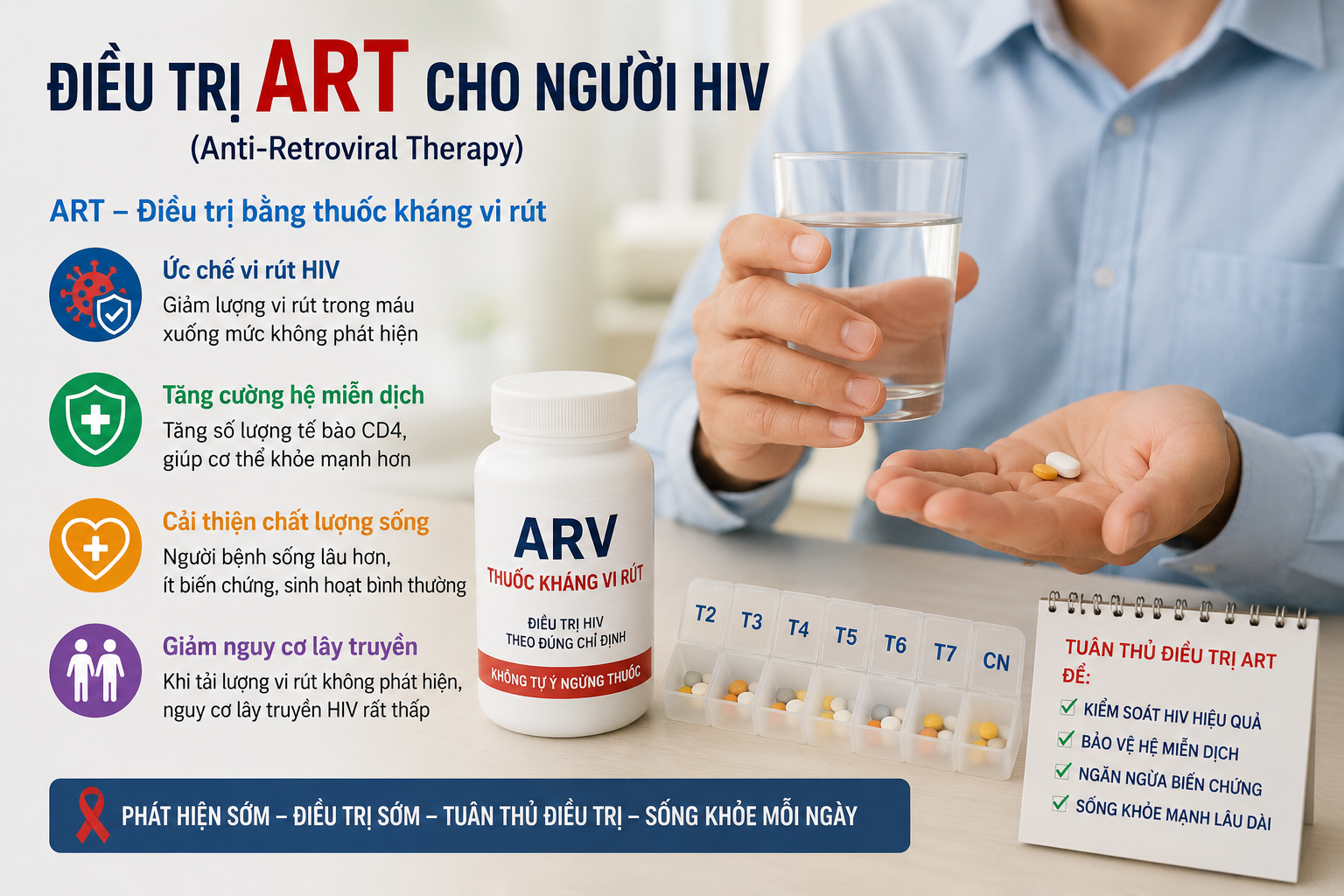 Điều trị ART giúp người nhiễm HIV sống khỏe mạnh.