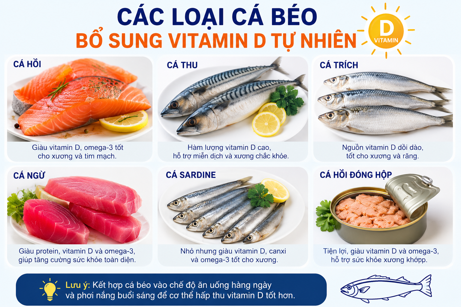 6 cách bổ sung vitamin D tự nhiên mà không cần dùng thuốc - Ảnh 1. Bổ sung vitamin D tự nhiên qua cá béo