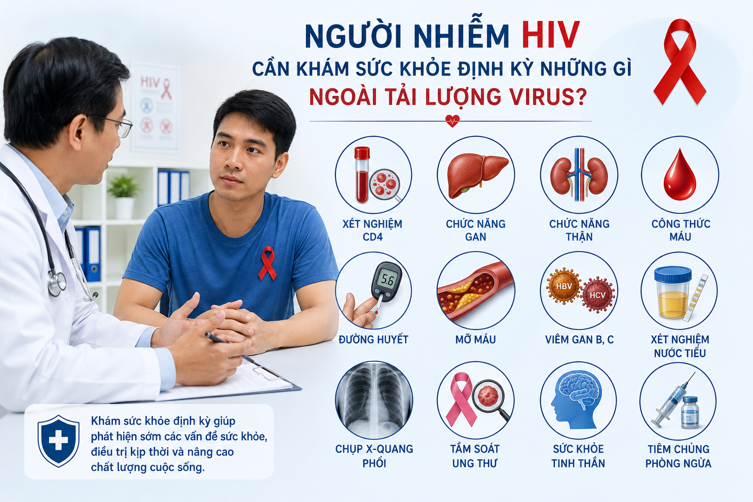 Những Khám Sức Khỏe Thiết Yếu Cho Người Nhiễm HIV Để Duy Trì Sức Khỏe Tốt Nhất