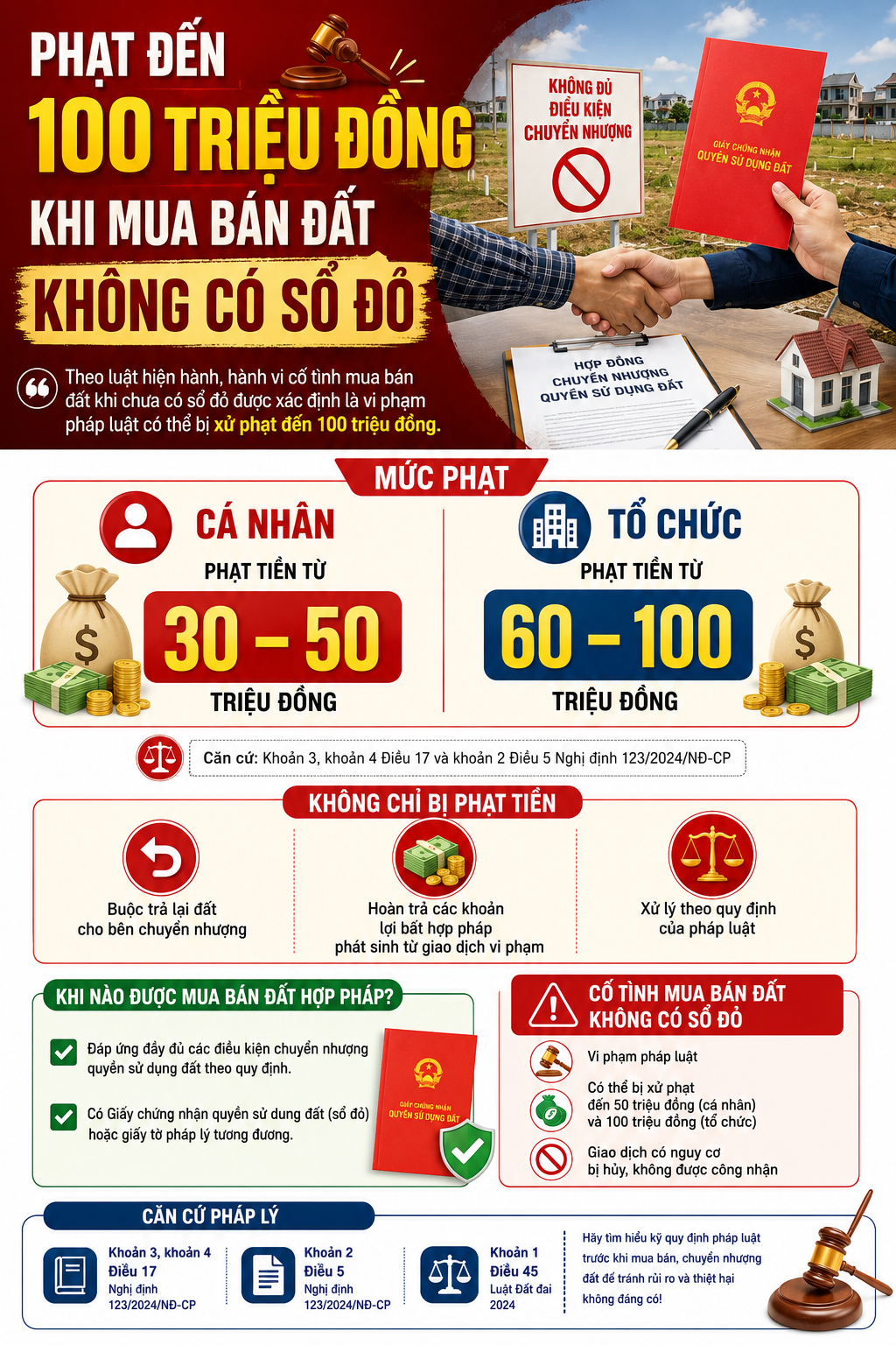 Mức Phạt Nặng Đối Với Tình Trạng Mua Bán Đất Không Có Sổ Đỏ