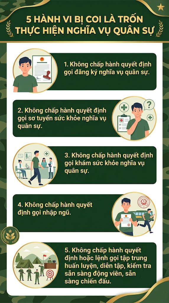 Kể từ 1/9: Quy định mới xử lý hành vi trốn nghĩa vụ quân sự